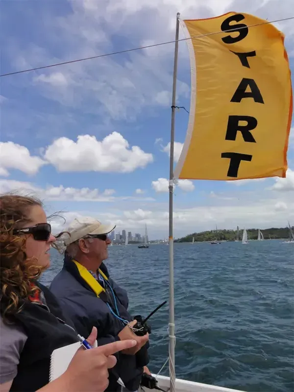 Mel and Phil Yeomans Volunteering on a Start Boat